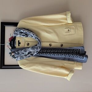 Tahari Vintage Yellow Structured Collarless Jacket